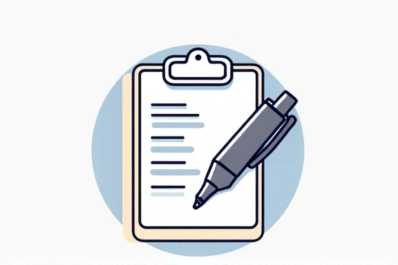 Illustrazione di un modulo di contatto pulito e moderno con una penna e carta, che simboleggiano la scrittura e l'invio di messaggi.