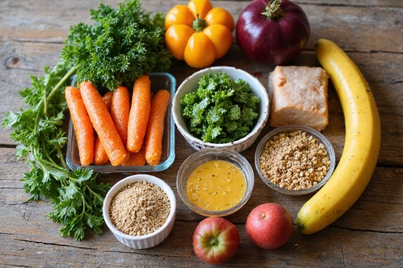 Un piano alimentare sano e ben organizzato con ingredienti freschi